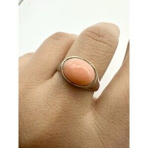 Vintage Gold Over Sterling Silver Coral Ring Size 6.75